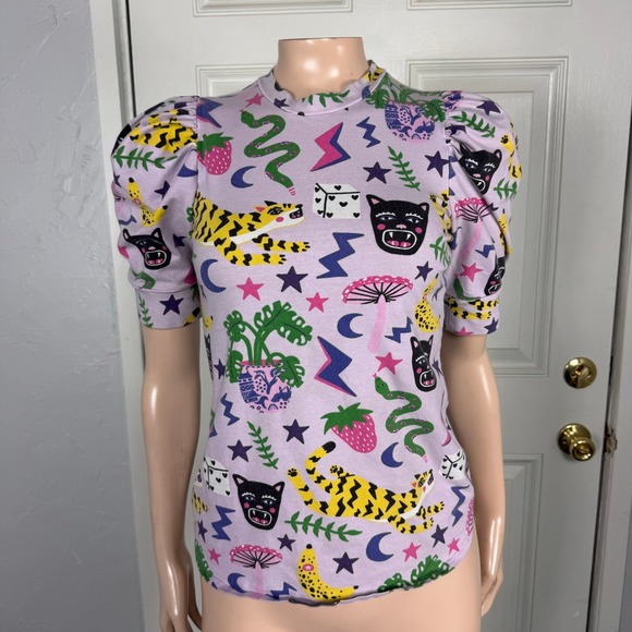 Nooworks Tops - Vintage Nooworks Shirt XS Tee Floral Hastings Print Cotton Mushroom Puff top E3